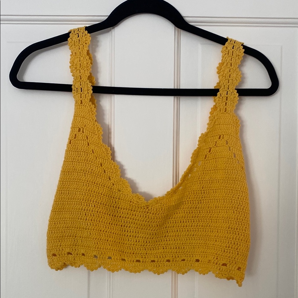 Stylish Yellow Crochet Halter Top. NEVER WORN